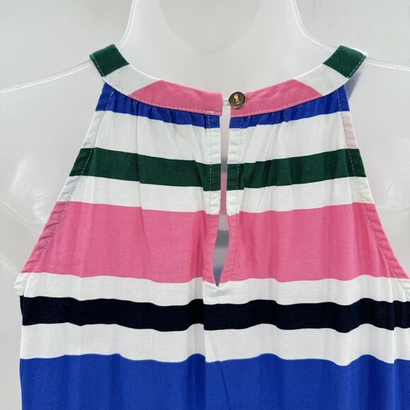 LOFT Striped Halter Dress Size XSP Multicolored Rainbow Viscose Beach Resortwear - Picture 3 of 7